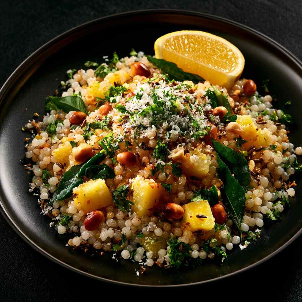 Sabudana khichdi with peanuts and coconut